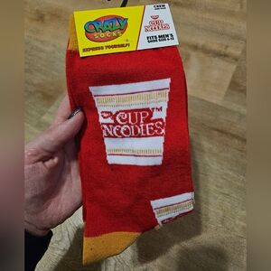 Cup Of Noodles Logo Novelty Fun Crazy Socks Unisex Crew Men's Size 6-12